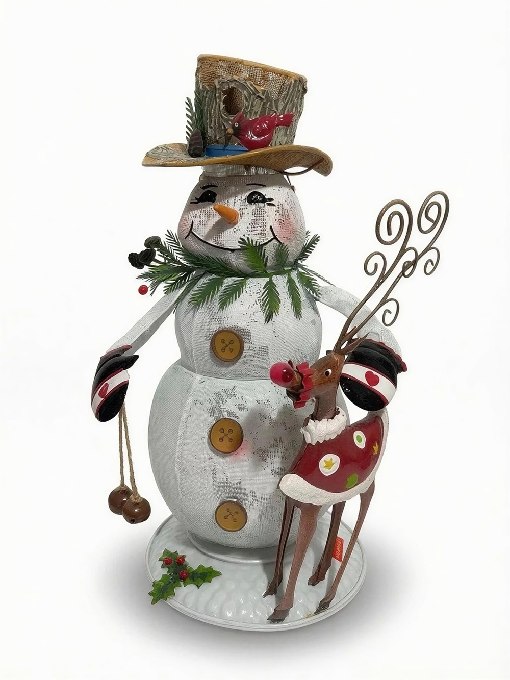 RARE VINTAGE HOMCO Home Interiors Metal Dancing & Singing Animated 18" Snowman